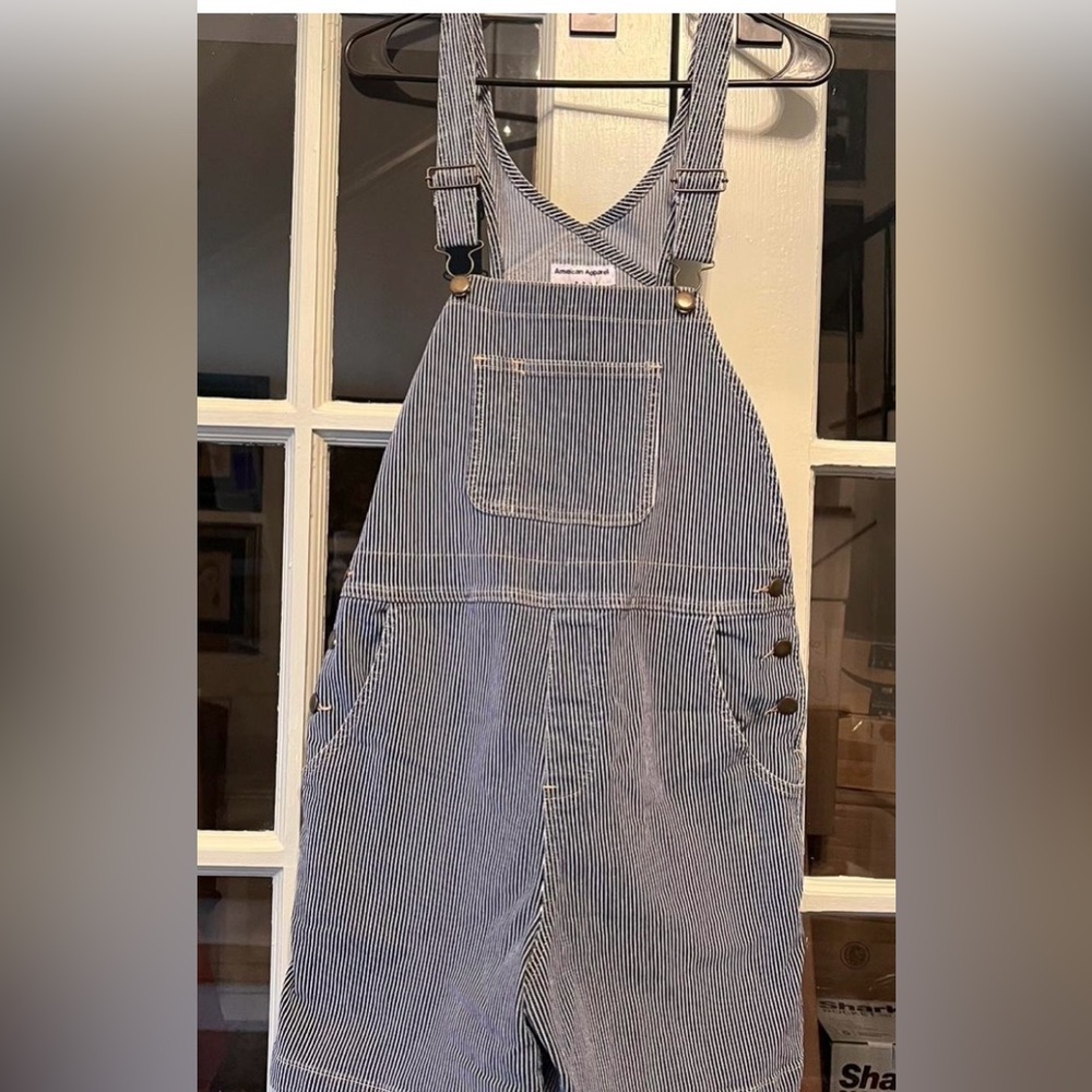 American Apparel Blue Striped Women Jeans‎ Overalls